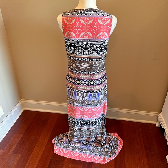Chicos Multi Print Embellished Maxi Dress Size 1 - Picture 4 of 6